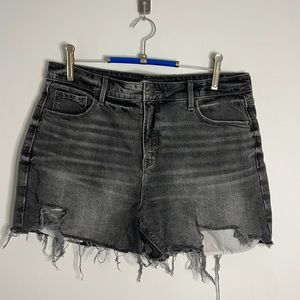 Old Navy Deconstructed Jean Shorts Black Gray High Rise Secret Slim Pocket 14